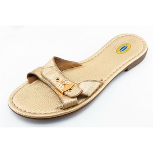 Dr. Scholl's Shoes Size 9 M Gold Slides Leather Women Sandal Shoes